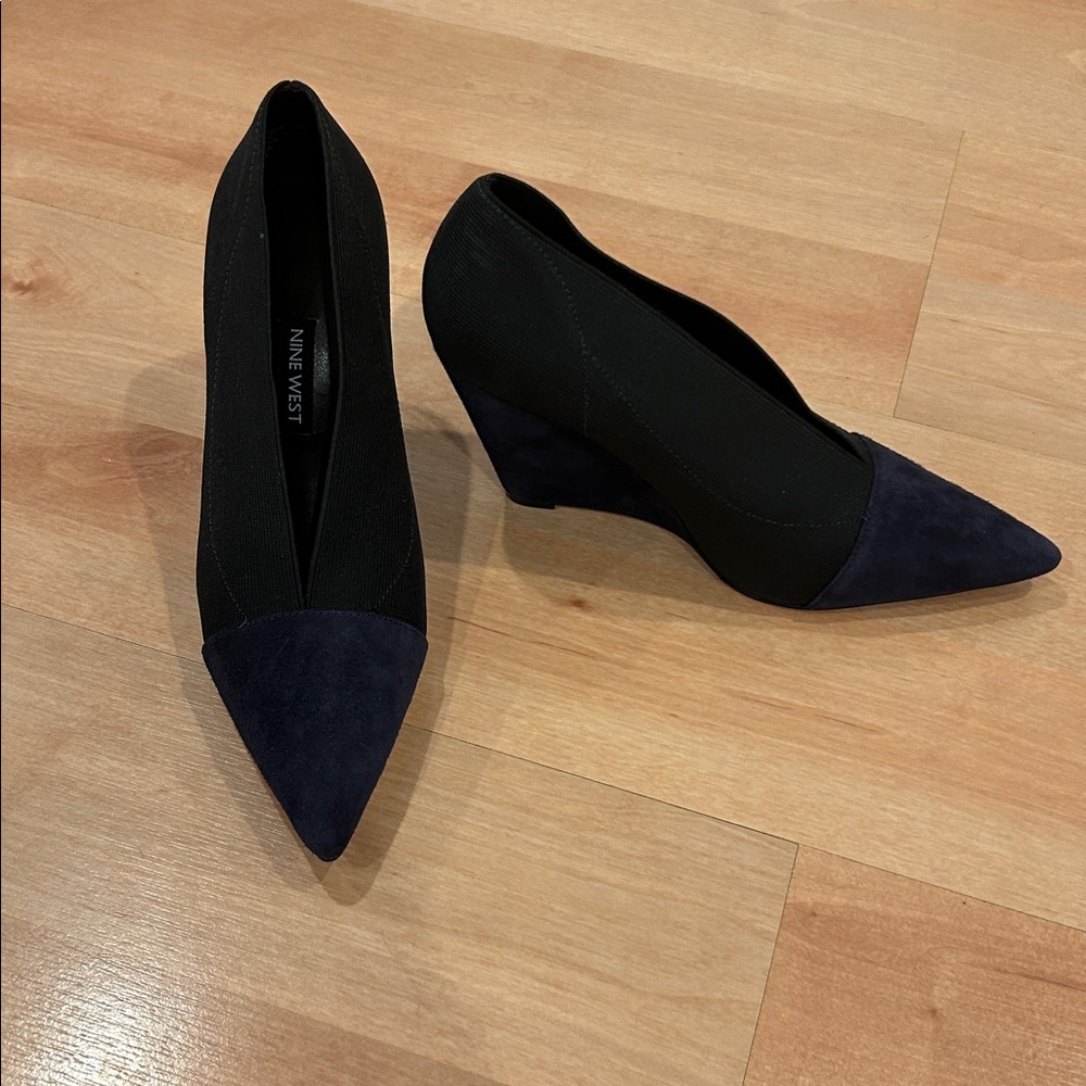 Nine West Wedges navy suede size 6 1/2